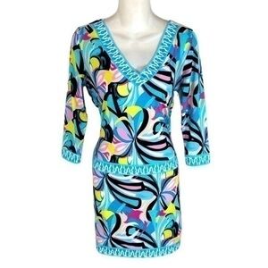 Macbeth Collection by Margaret Josephs printed drop waist dress O17